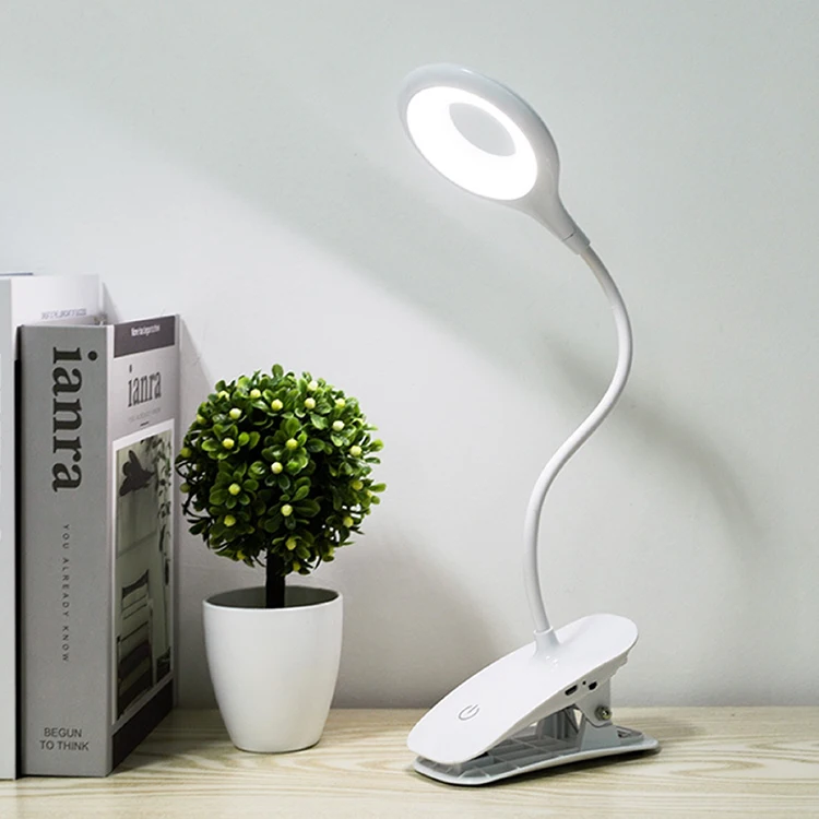1200mAh lithium battery powered clip on led light USB luminolite modern clip light for bed with round head