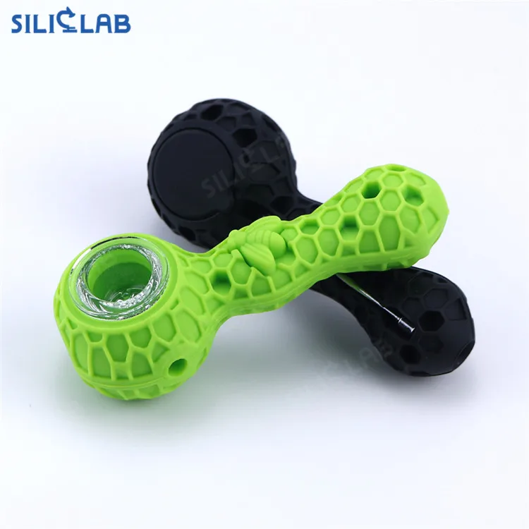 Honeycomb Glass Smoking Bee Pipe Food Grade Silicone Smoking Pipe Honeycomb Hot Selling Tobacco Weed Pipes