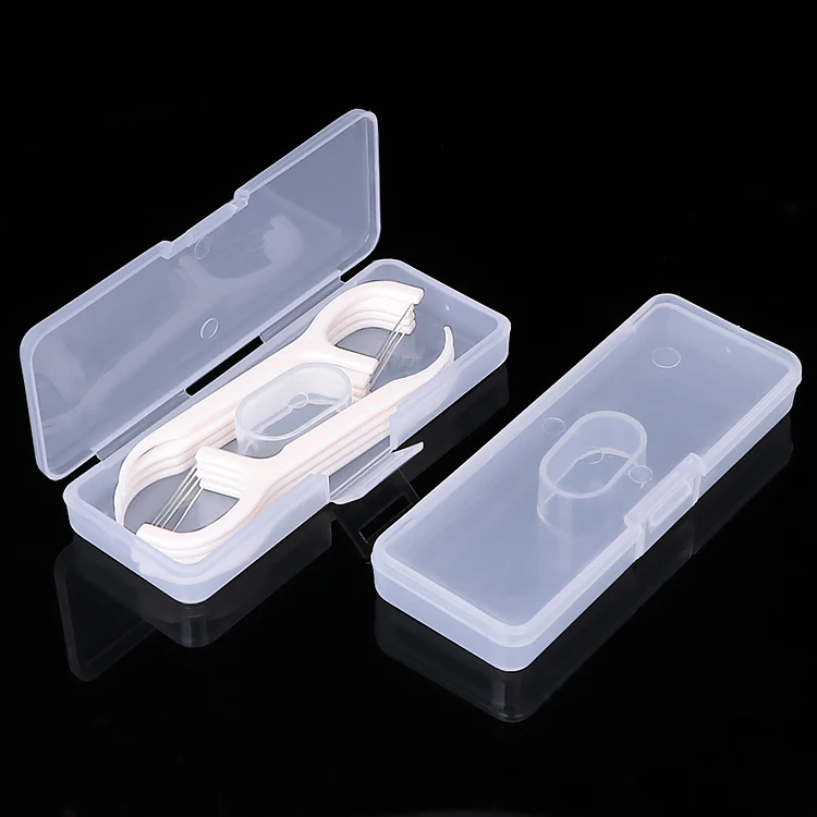 SUNSHING Portable Dental Floss Sticks Box Disposable Toothpicks Interdental Brush Floss Fruit Fork Clear Plastic Storage Case