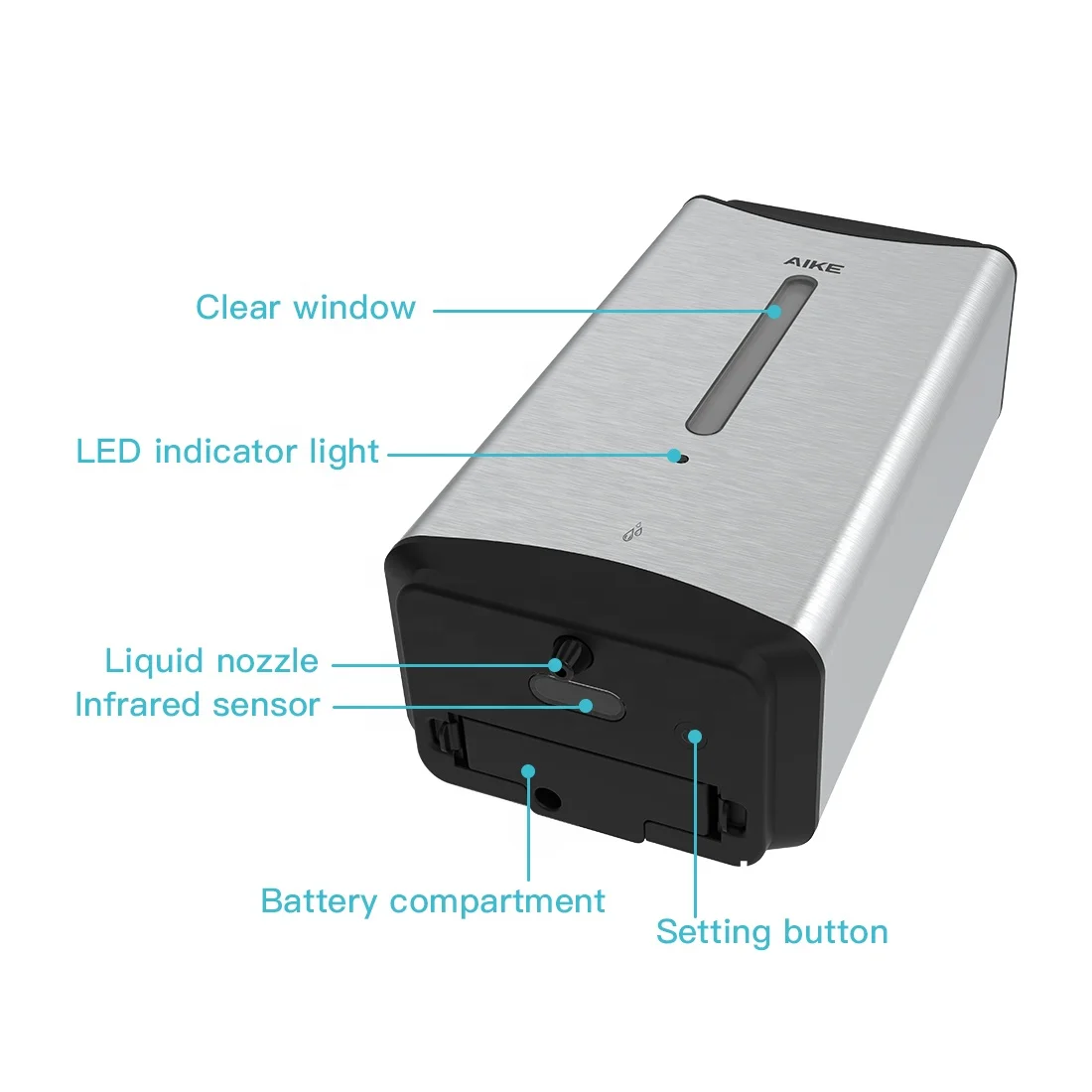 
Modern Design AK1206 New Automatic alcohol disinfect 1100ml high quality soap dispenser for public toilet 