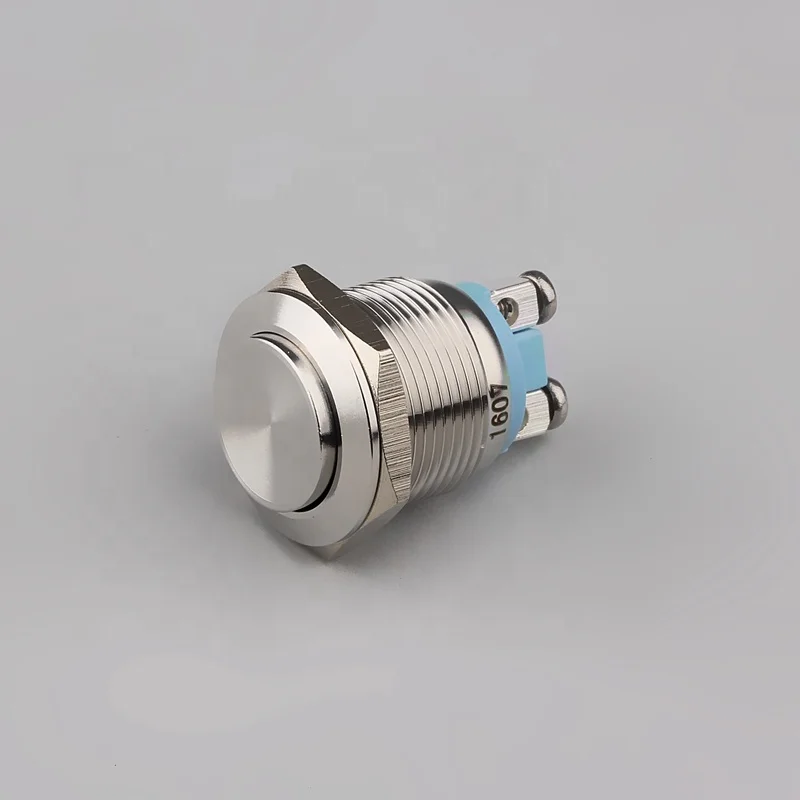CMP Metal 19mm Momentary Push Button Switch Waterproof IP67 with Max. Voltage 250vac and Max. Current 5a