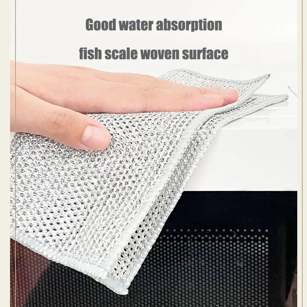 Household high quality scrub cloth kitchen pot dish clean scrubbing hard wire microfiber cleaning cloth