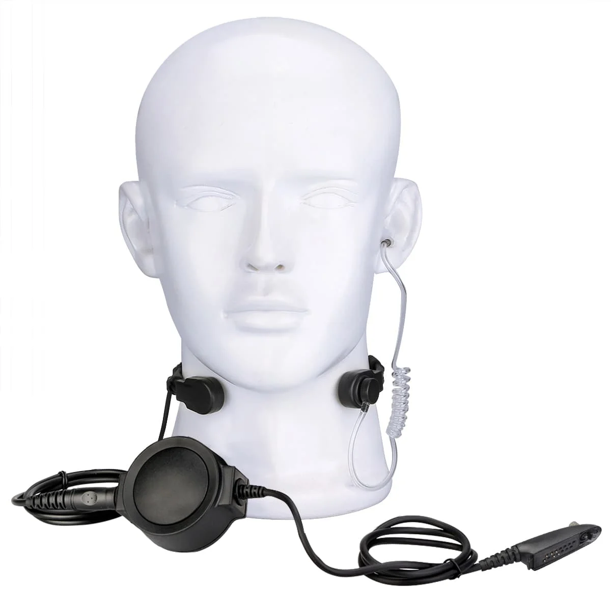Tactical M2 Stretchable Coiled Tactical Throat Mic Big PTT for Motorola GP328