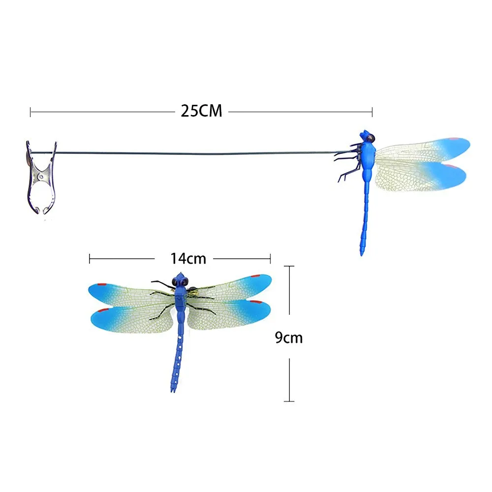 Wall decoration small items Plastic Outdoor Yard 4 Colors Garden Ornaments Tropical Dragonfly Stakes