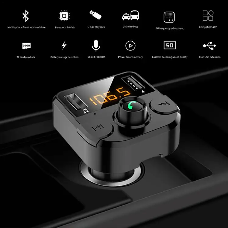 Sw-214wholesale price fm transmitter portable car quick changing dual usb port music mp3 audio receiver adapter