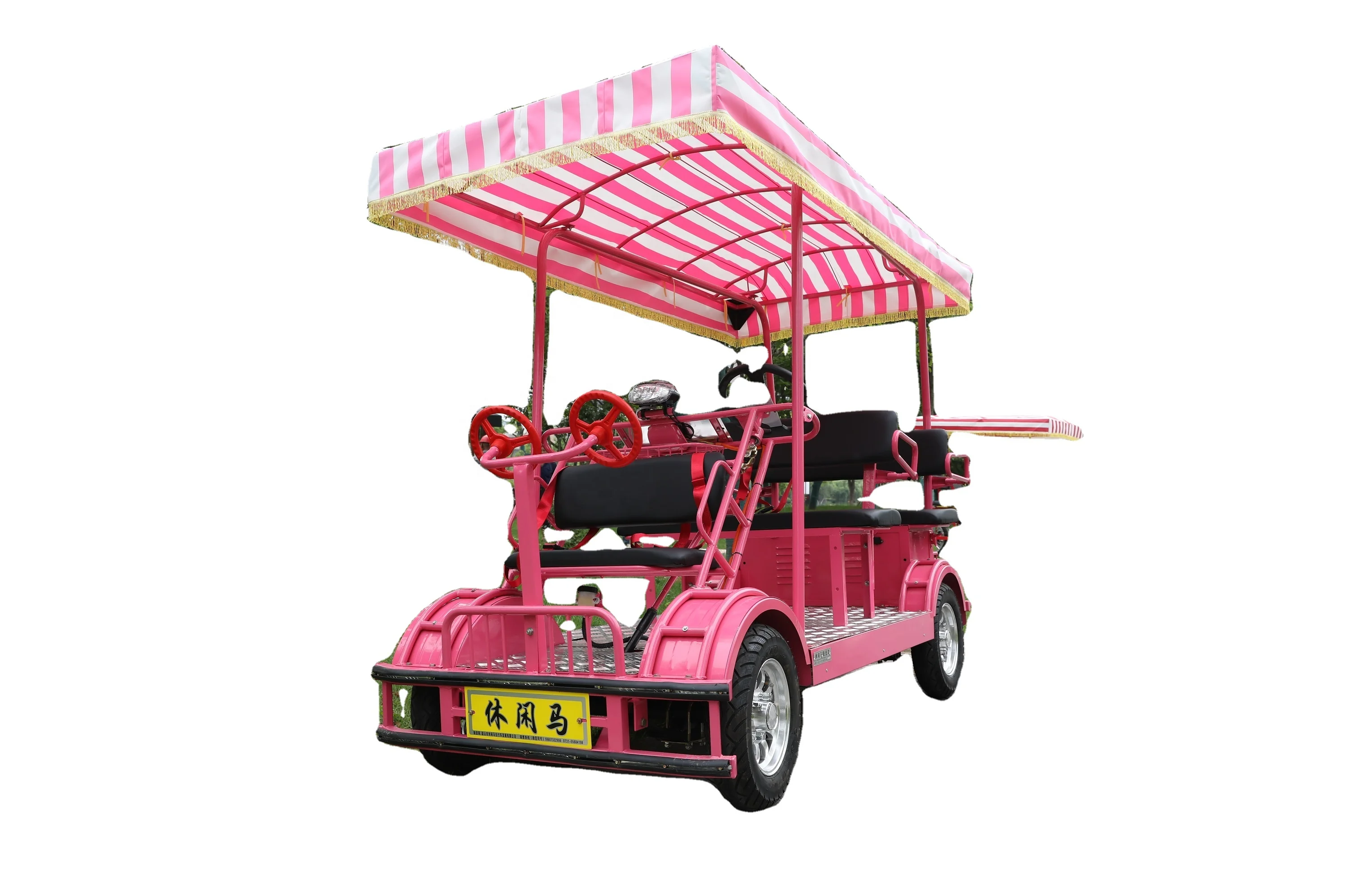 Safety 4 person pedal bike electric 4 wheel adult 6 Person Surrey Bike for family touring with Hard Frame