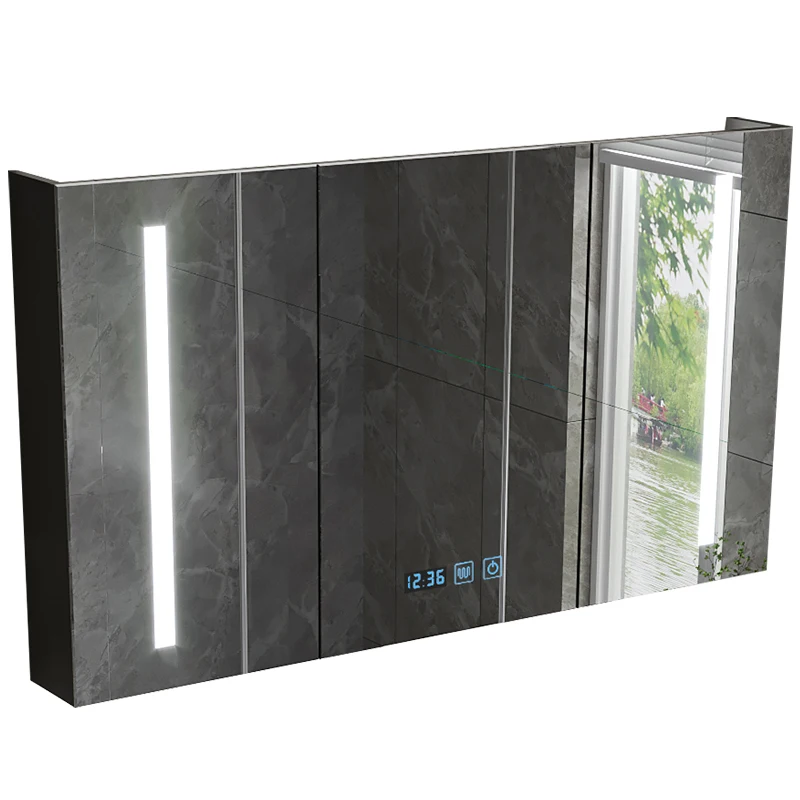 Lanjia B018-80 2022 80CM  Black medicine cabinet vanity mirror black frame medicine cabinet with mirror demister mirror cabinet