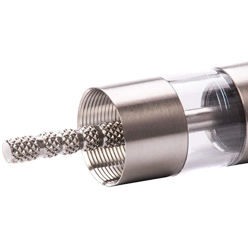 Mini Stainless-Steel One-Handed Thumb Push Button Spice Mill Salt And Pepper Grinder Set With Stand For BBQ