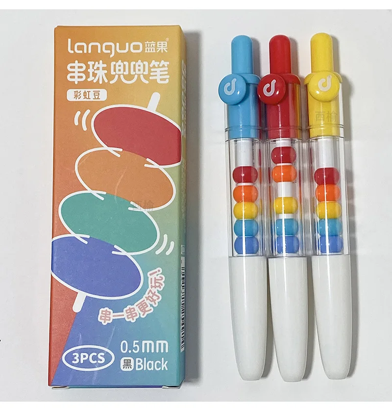 3PCS/box Cute DIY Gel Pen Set 0.5MM Black Refill Gel Ink Pen Mini Portable Writing Quick Dry Neutral Pen School Office Supply