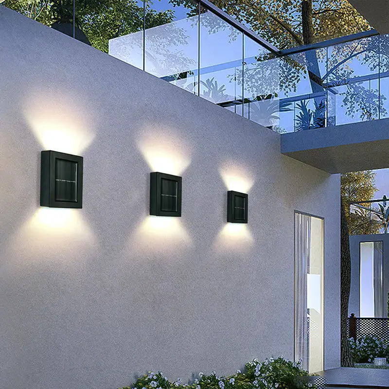 2LED Up and Down Luminous Garden Outdoor Wall Lamp Waterproof Courtyard Staircase Decoration Solar Wall Light