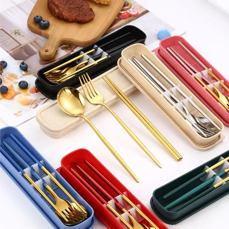 custom logo school adult cutlery set portugal hotel restaurant matte stainless steel cutlery set with box packing