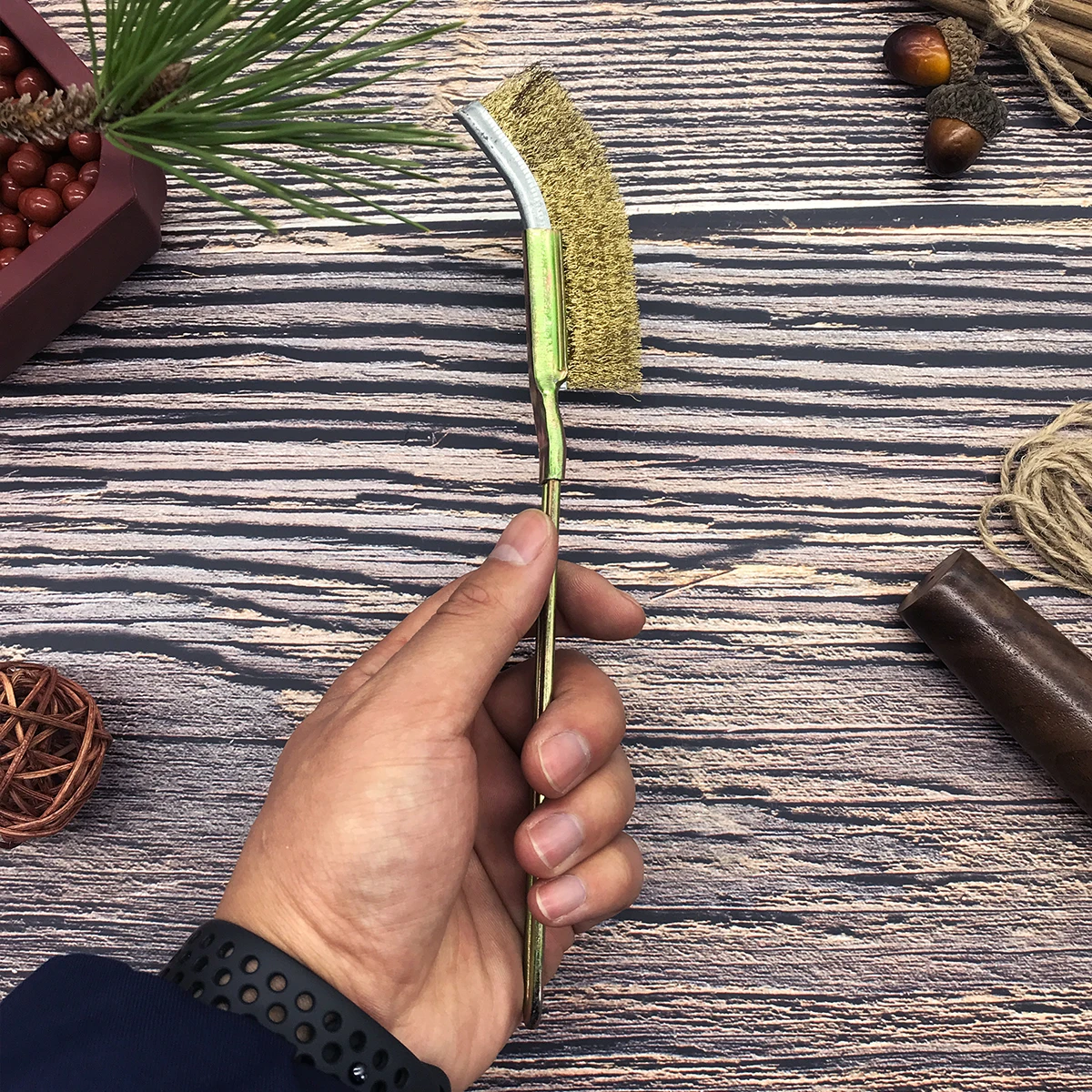 Bonsai brush  Curved head 220mm long handle gardening brush Garden Washing Tool Soft Bonsai Brush
