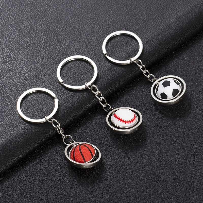 Promotion Gift Fidget Toy Key Rings Rotatable Football Golf Baseball Basketball Soccer Ball Keychain