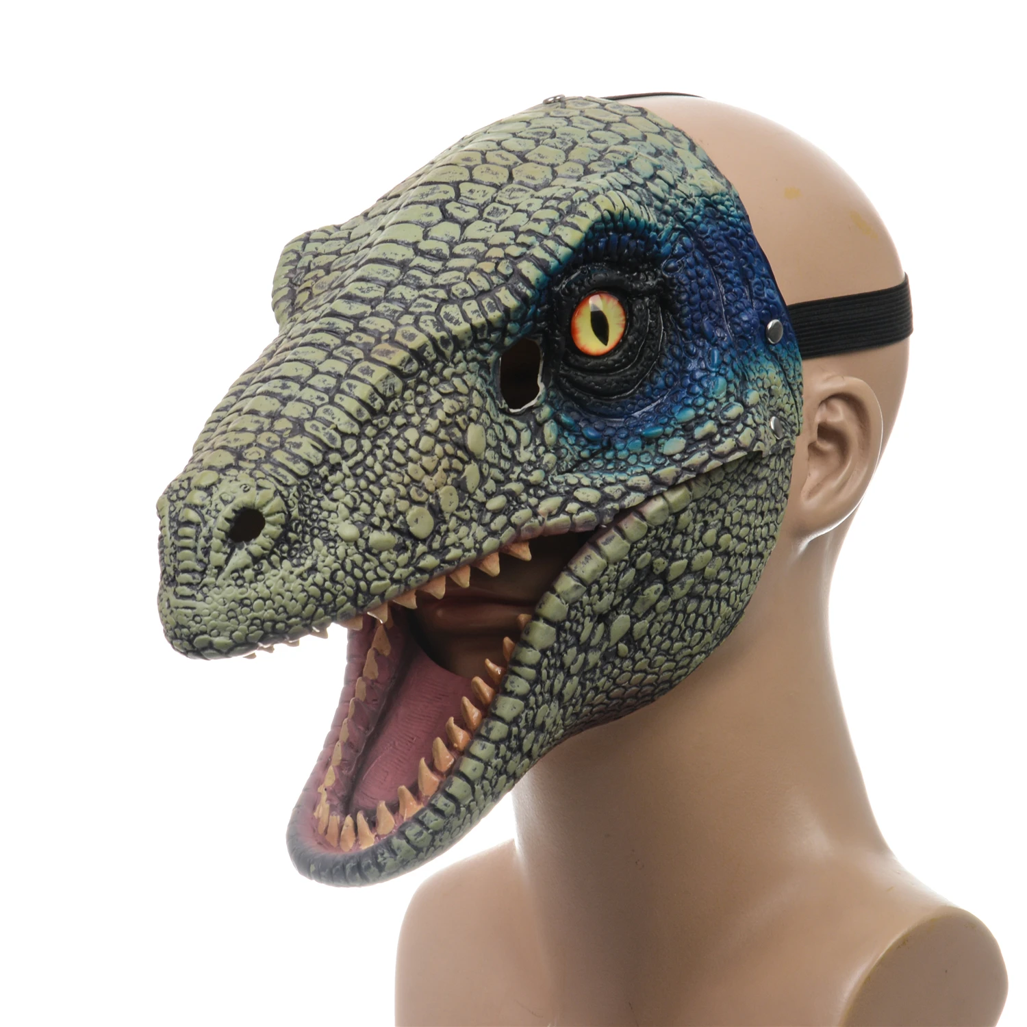 Realistic Kids Dinosaur Head Mask Halloween Christmas Latex Cosplay Dino Mask Moving Jaw Velociraptor Blue Dinosaur Mask