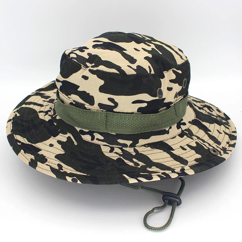 hot sale design camouflage all over print pattern fishing hat big brim size sunshade camouflage bucket hat