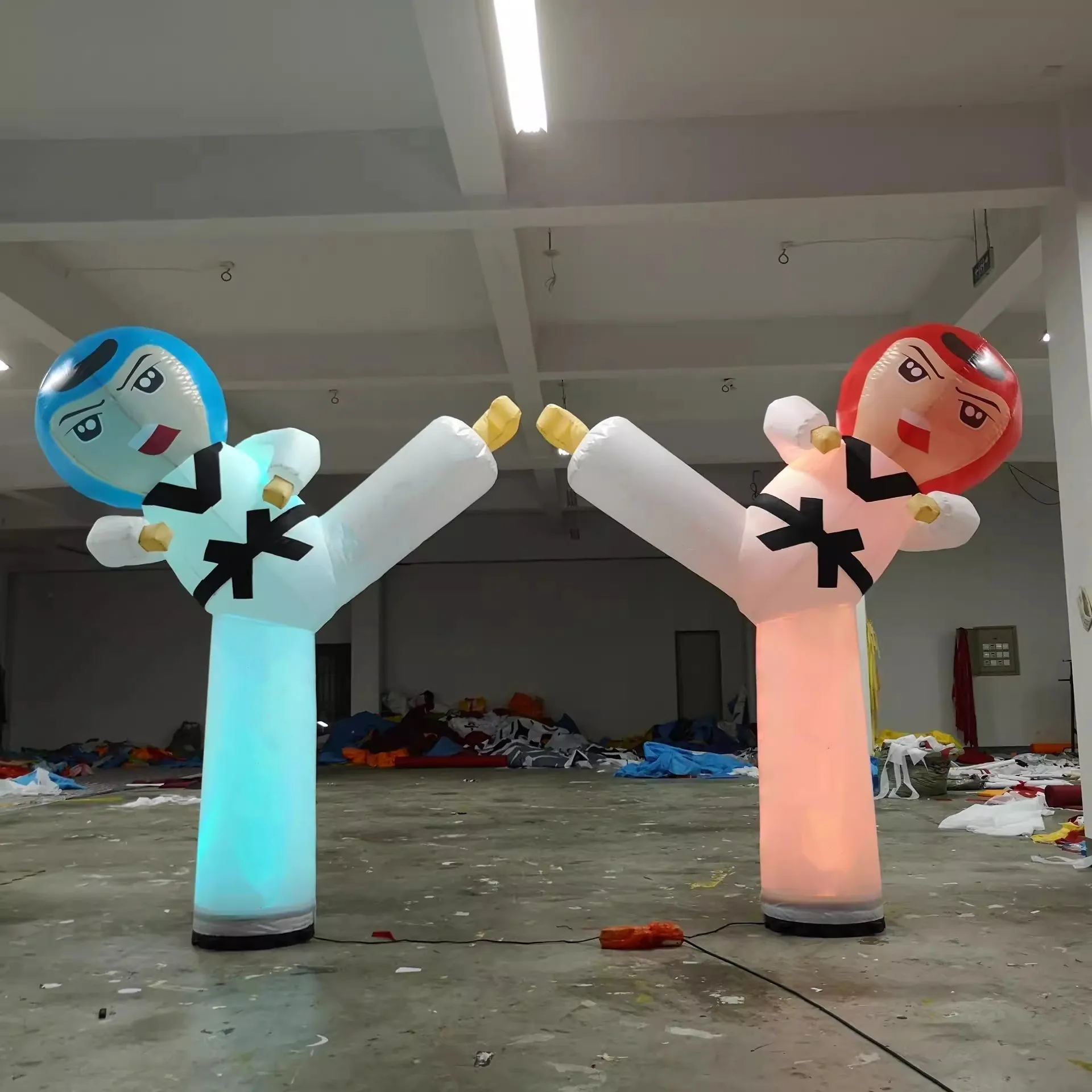 Custom Inflatable Taekwondo Boy Character Air Dancer Single Leg Taekwondo Sky Dancer Figure For Outdoor Promotional Advertising