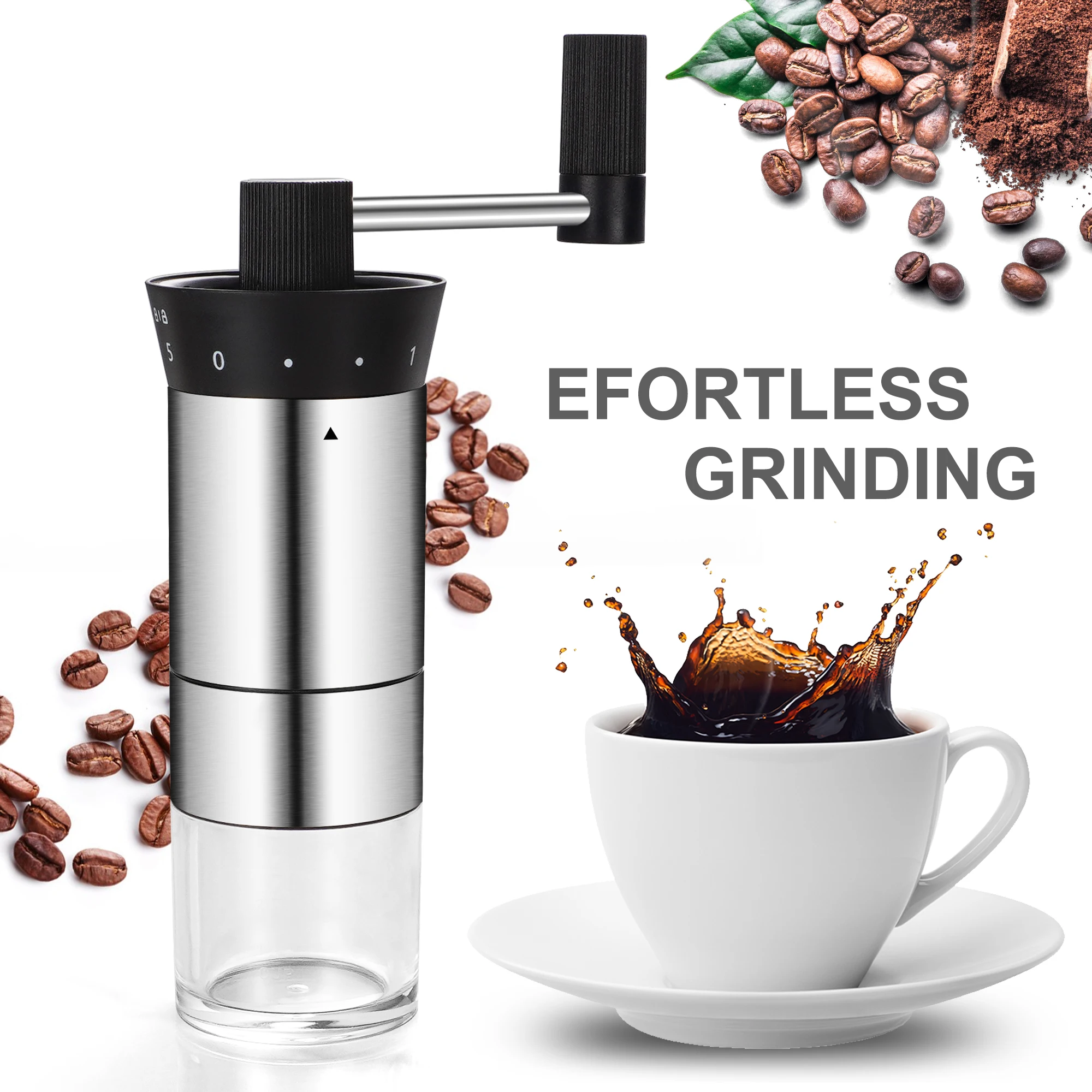 Professional Stainless Steel Portable Industrial Commercial Flat Burr Manual Espresso Coffee Bean Grinder Hand