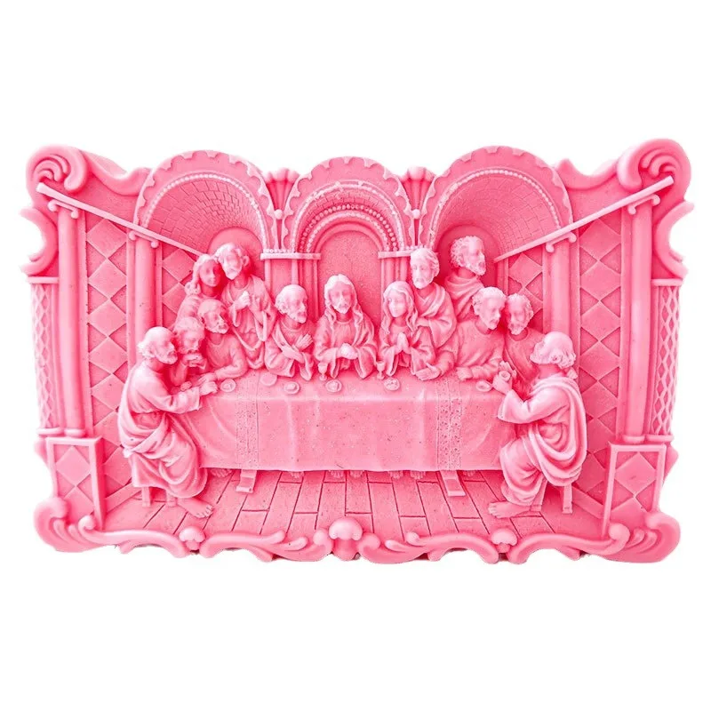 C420 The Last Supper Candle Soap Silicone Mold European Relief Iconic Paintings Art Figures Photo Frame Gypsum Decoration Mold