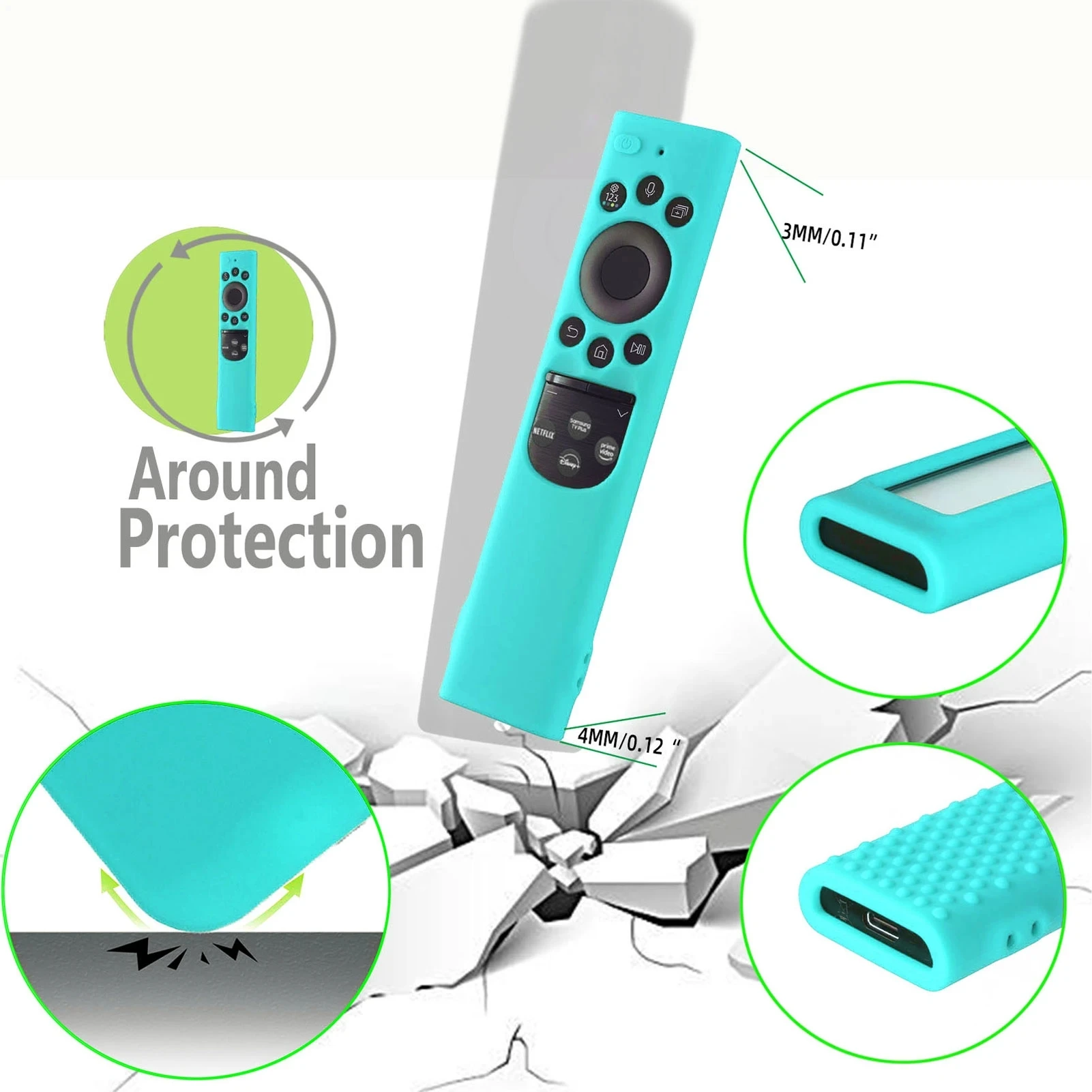 New Project 2023 Remote Control Silicone Case use for For Samsung BN59-01432A/B Rechargeable Solar QLED TM2360E 65QN800C 75QN8