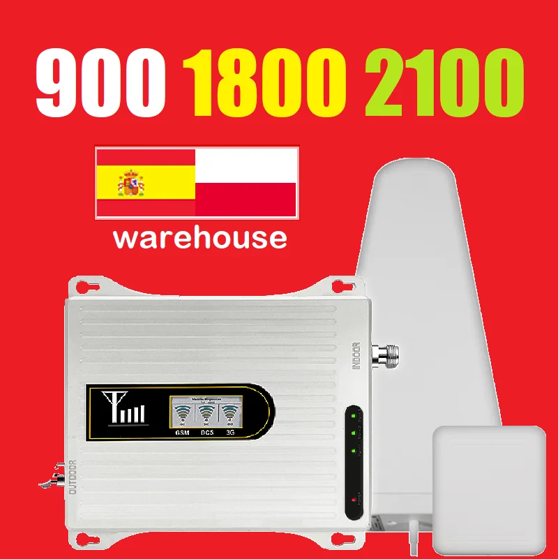 Европа 5 дней с момента доставки hwatel 4G усилитель сигнала 3-band 900 1800 2100 МГц 4G усилитель повторитель журнала панельная антенна Fullkit