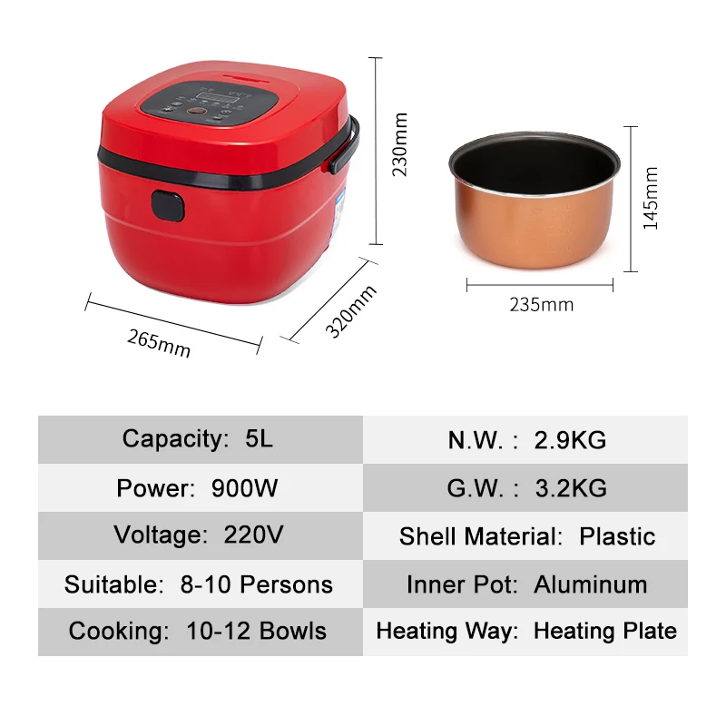 3L 4L 5L Wholesale Cheap Multifunction Quality Electric Cooking Cooke  220V Multi Deluxe Large Size Rice Cooker Commercial