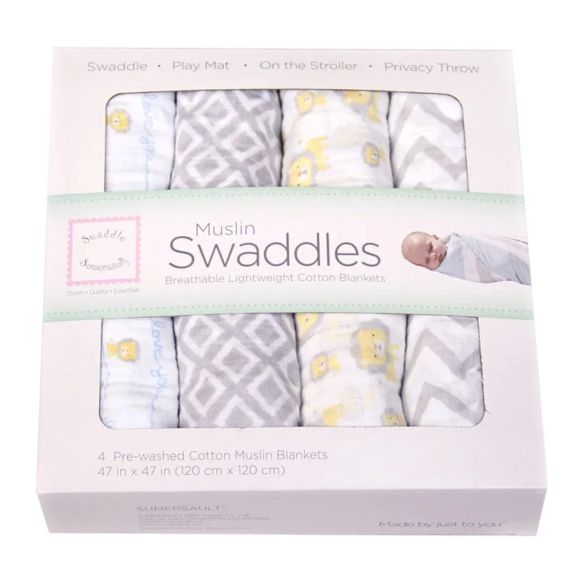 Wholesale Custom Baby Blanket Luxury Packaging Box Foldable White Card Towel Swaddle Gift Paper Box With Window PVC