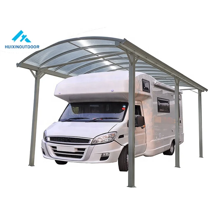 Wind resistant material kit car parking for rv free standing hollow single car port curved custom canpony transparent carport