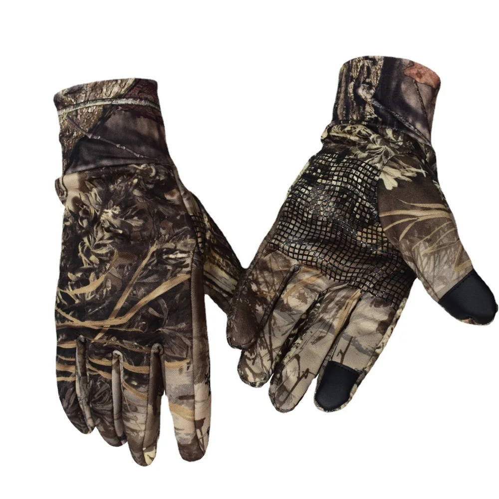 Fashion Custom Bionic Jungle Camouflage Touch Screen Plush Warm Motorcycle Riding Hunting Fishing Safety Gloves