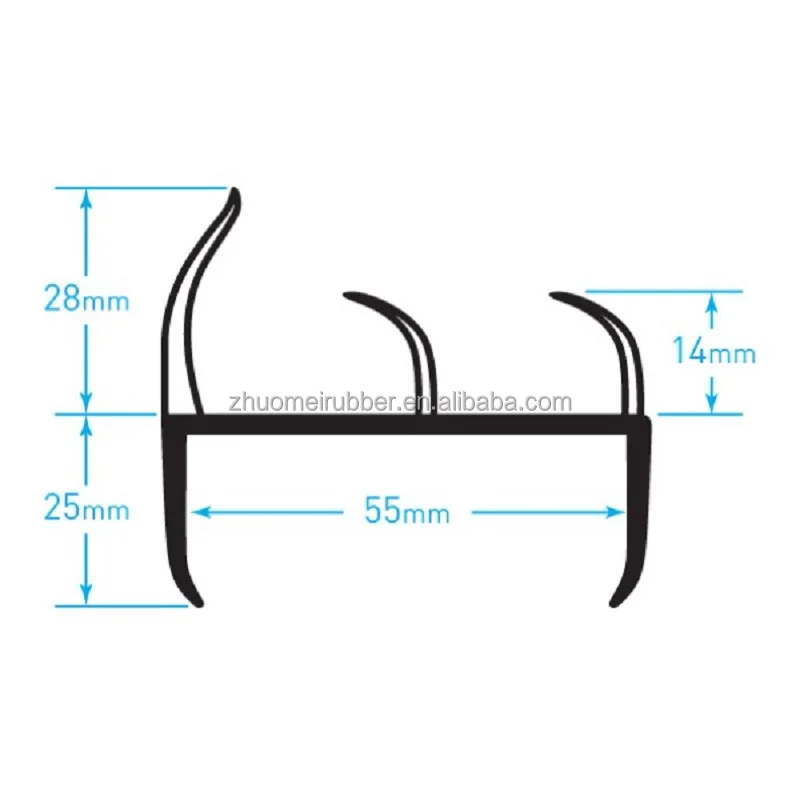 55 mm Truck Trailer Weather Seals,Co-extruded Shipping Container Door Seals Gasket,Trailer Door Seal H Type