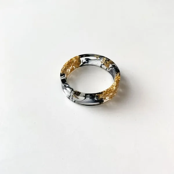 valentines day gift Foreign Trade Department small fresh hand-dried flower gold foil color delicate glue dazzle color resin ring