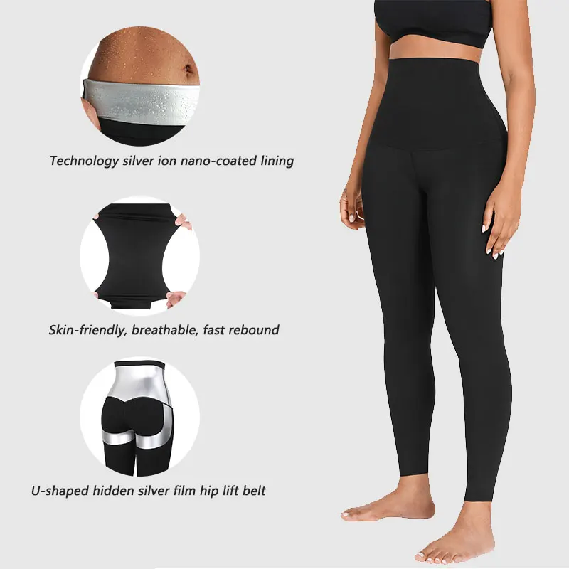 HEXIN High Compression Women Fat Burning Neoprene  Waist Trainer Leggings Sports Fitness Yoga Pants