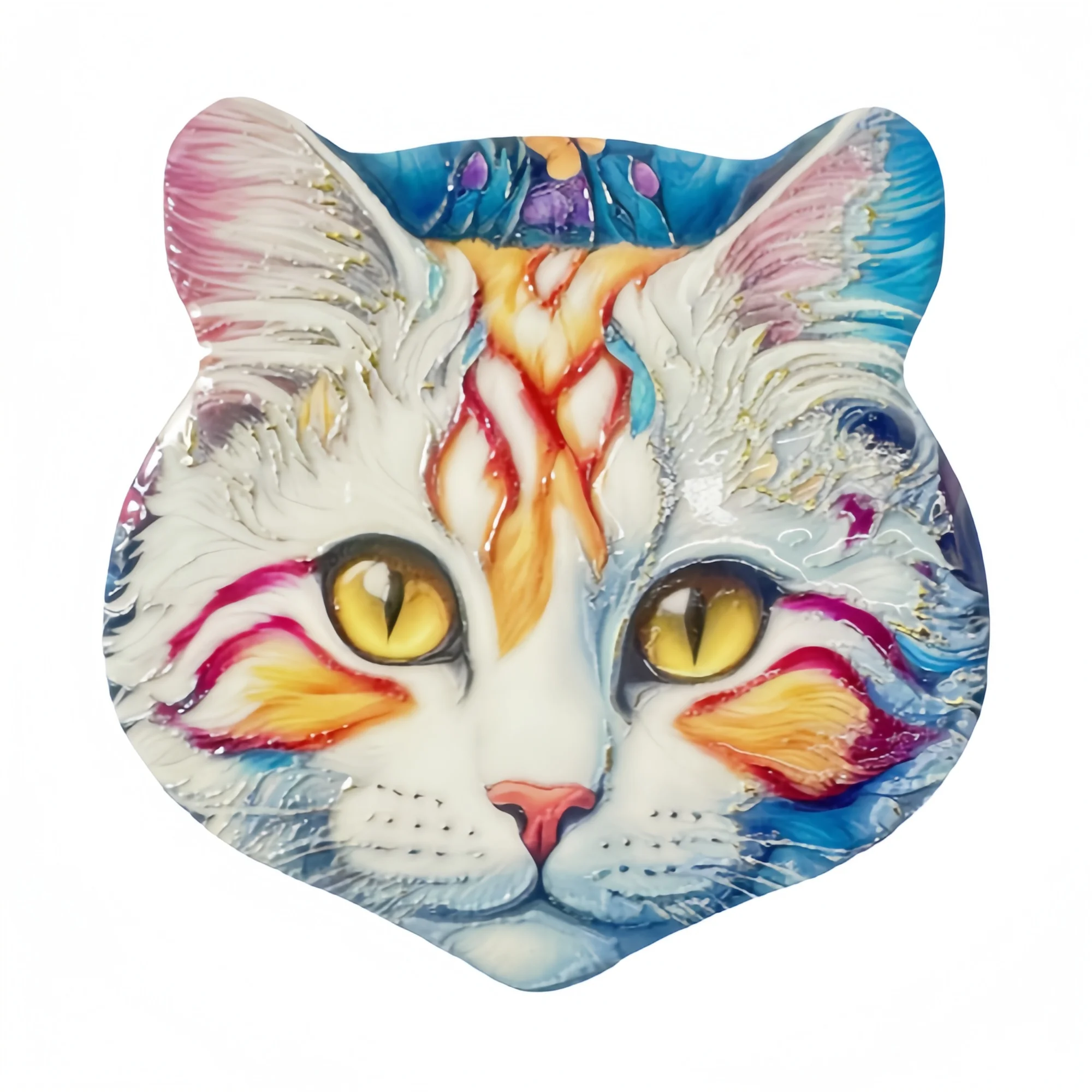 Wholesale Ceramic Coaster 3D Printing Cat Shape cork Eva Backing Custom Pattern Custom Logo Table Decoration