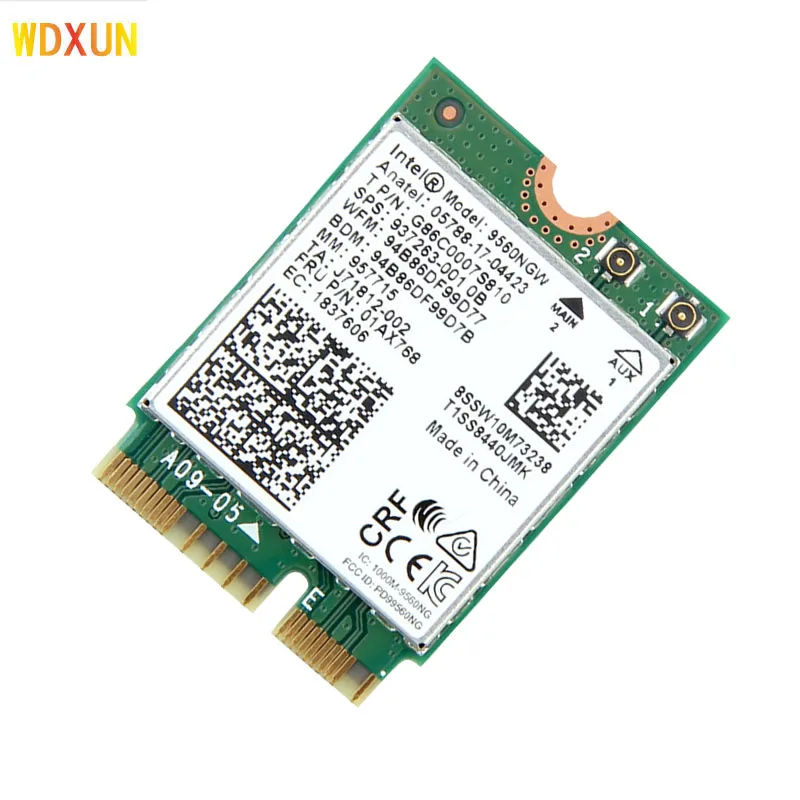  Двухдиапазонная беспроводная Wi-Fi карта 1 73 Гбит/с для ноутбука Intel AC 9560 9560NGW NGFF Key E 9560AC 8020.11ac BT 5 0 Windows