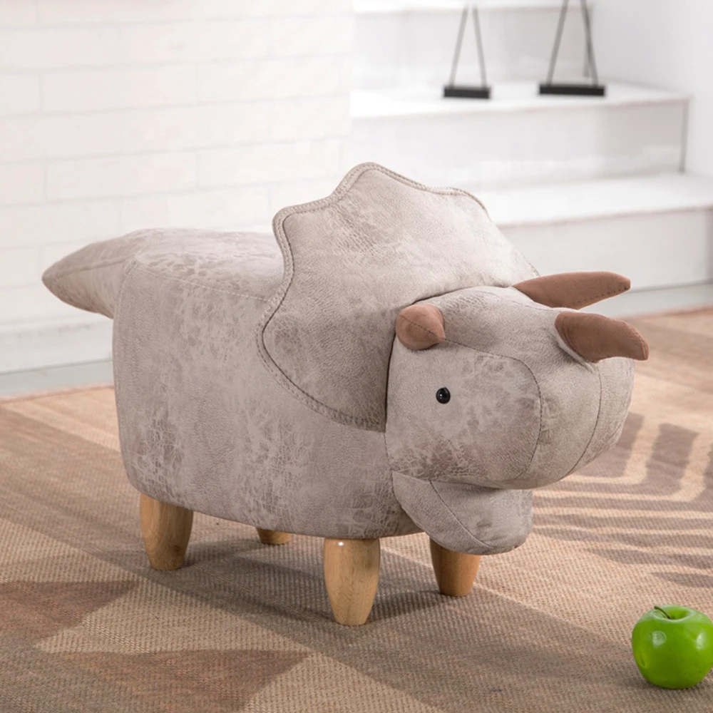 Factory wholesale wood frame animal fabric stool kids children animal shape stool ottoman with storage