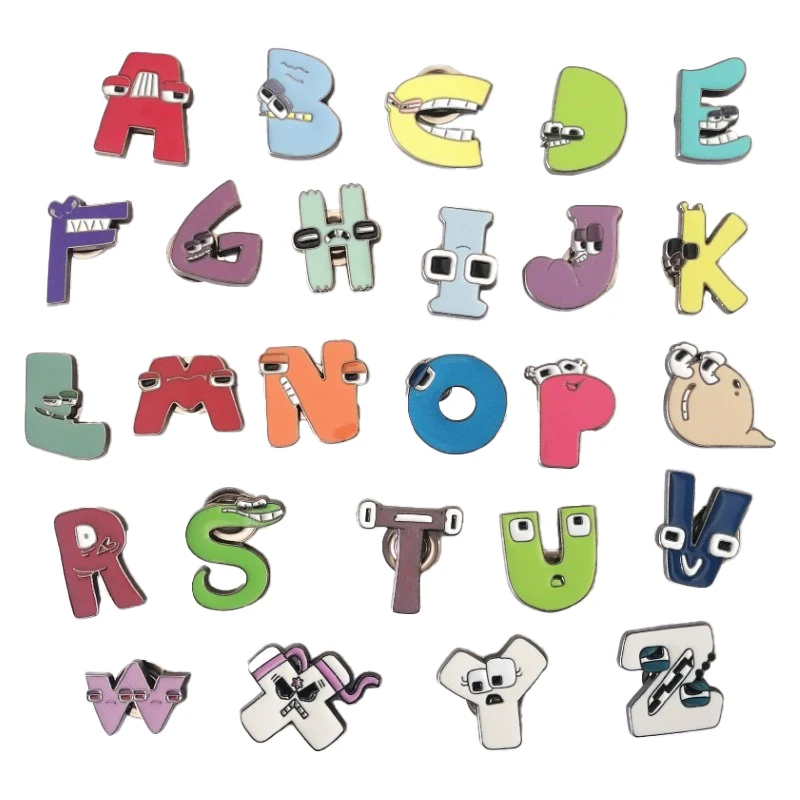 Anime cartoon letter enamel brooch pins bulk decoration lapel pin lapel pins badges for hat bag