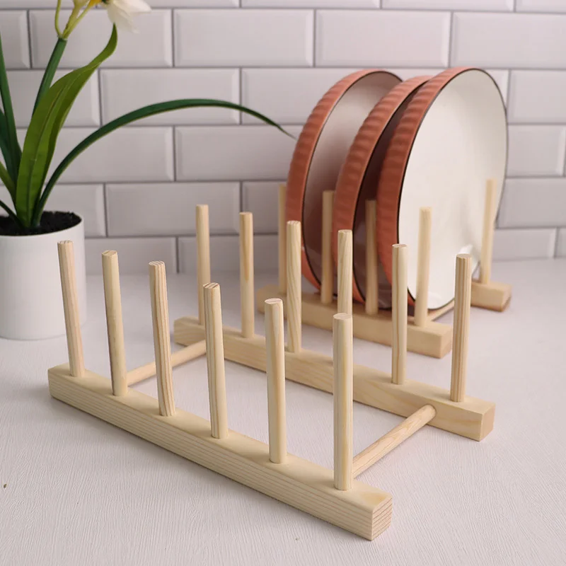Factory Direct Over-Sink Kitchen Storage Shelf Wooden Dish Draining Drying Rack Metal Cup Plate Holder Standing Type