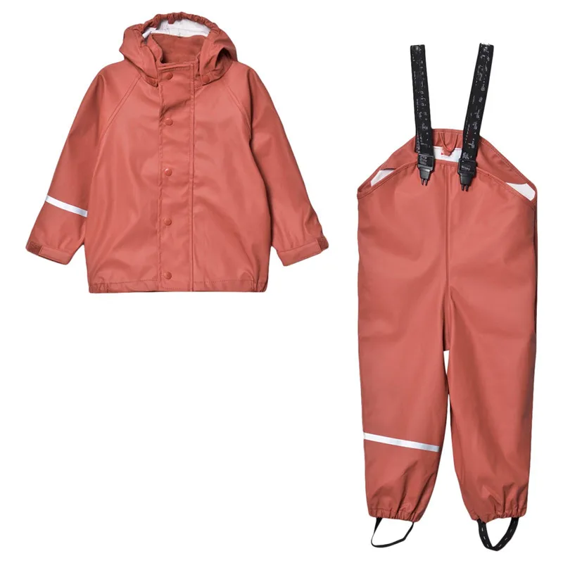 BSCI factory kids PU rain pants rain resistant waterproof baby trousers bib overalls wear PU kids rain suit