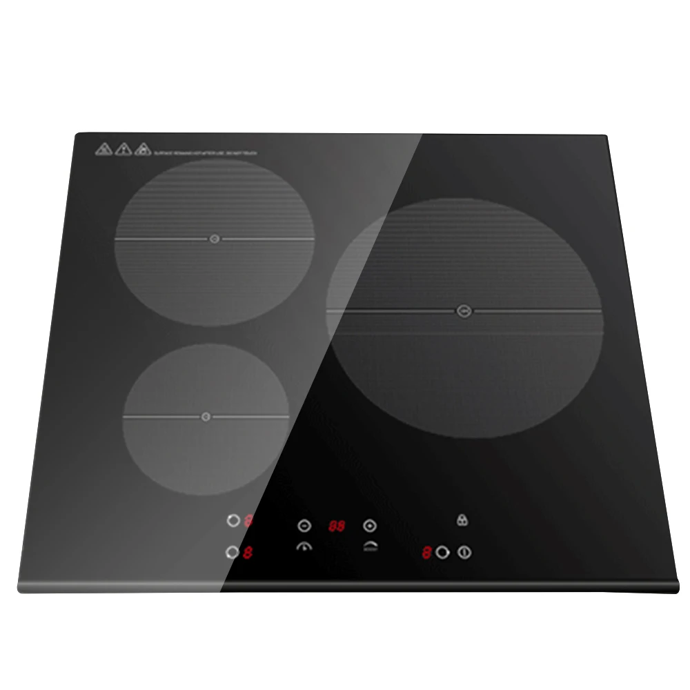 Индукционная плита с 3 зонами нагрева и сенсорным управлением, 2 усилителя, 6500 Вт, индукционная плита