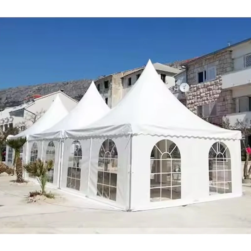 Glamping patio gazebo tent 3x3 outdoor party tent heavy duty canopy pagoda gazebo white aluminum frame canopy tent