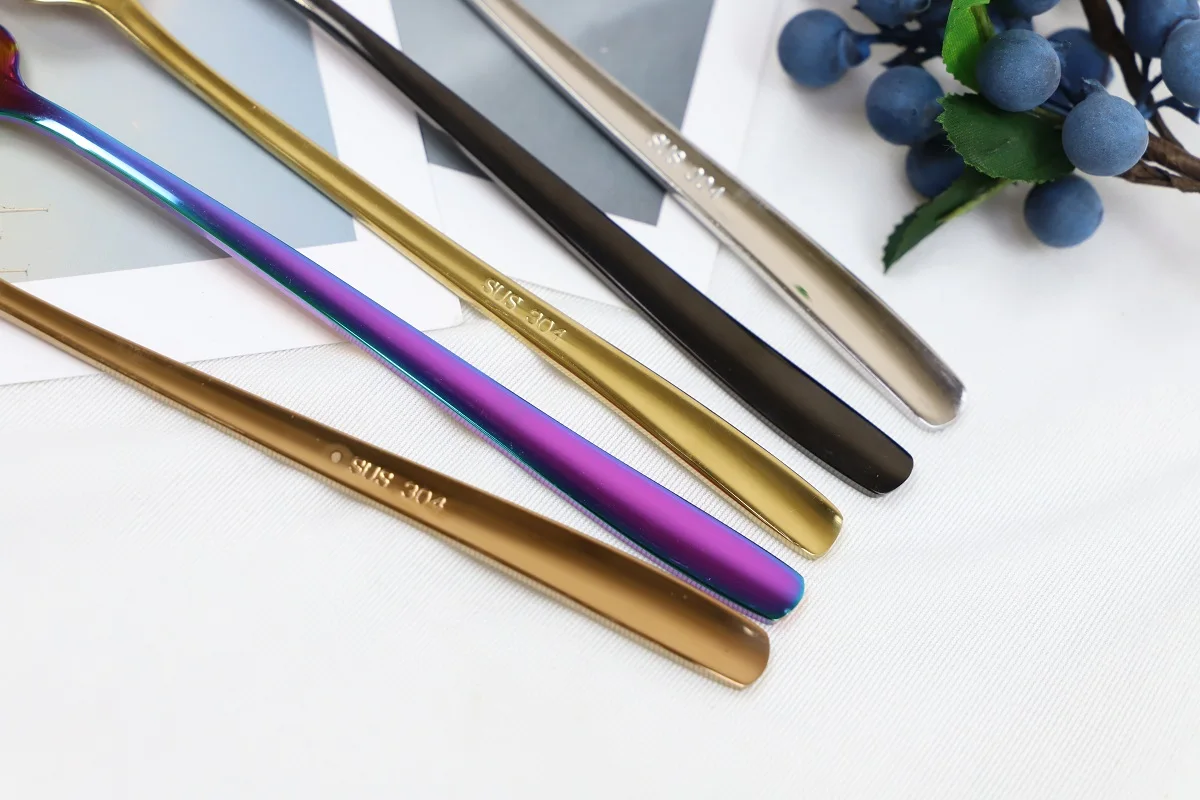 
Good sell 304 stainless steel colorful Korean metal plating color fork 