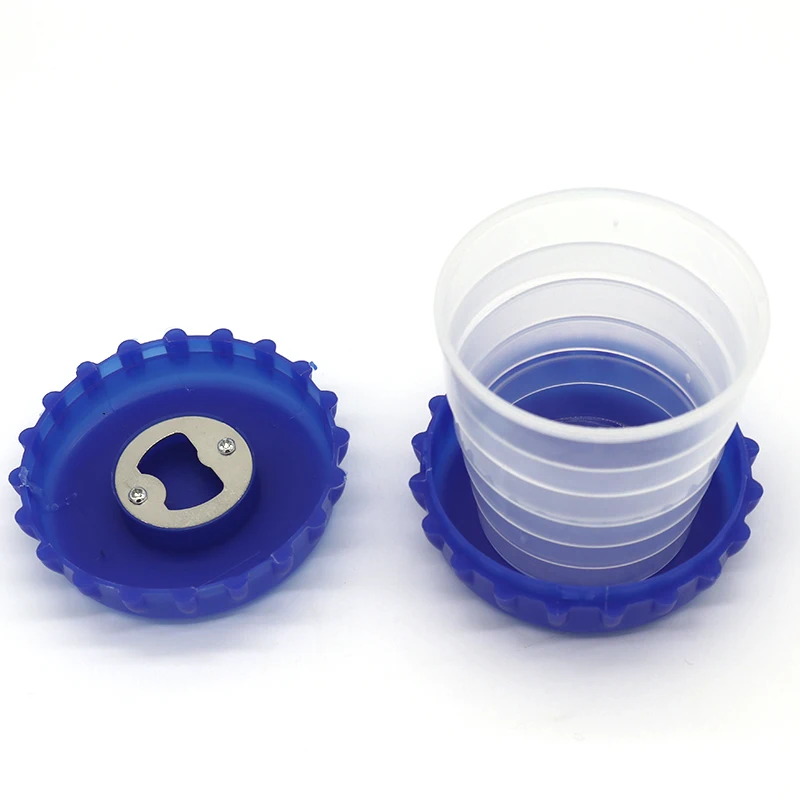 Plastic portable collapsable foldable drink beer cup holder with opener bottle