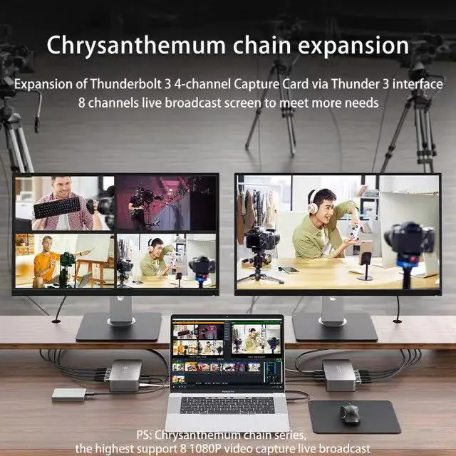  Acasis 4 канала SDI Thunderbolt 3 Внешняя карта видеозахвата vMix директор коммутатор ноутбука поддержка PoE PS4 в прямом