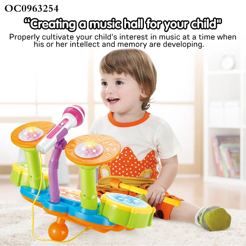 Kids Piano Jazz Drums Microphone Set Toy Musical Instruments Battery Operated Toy