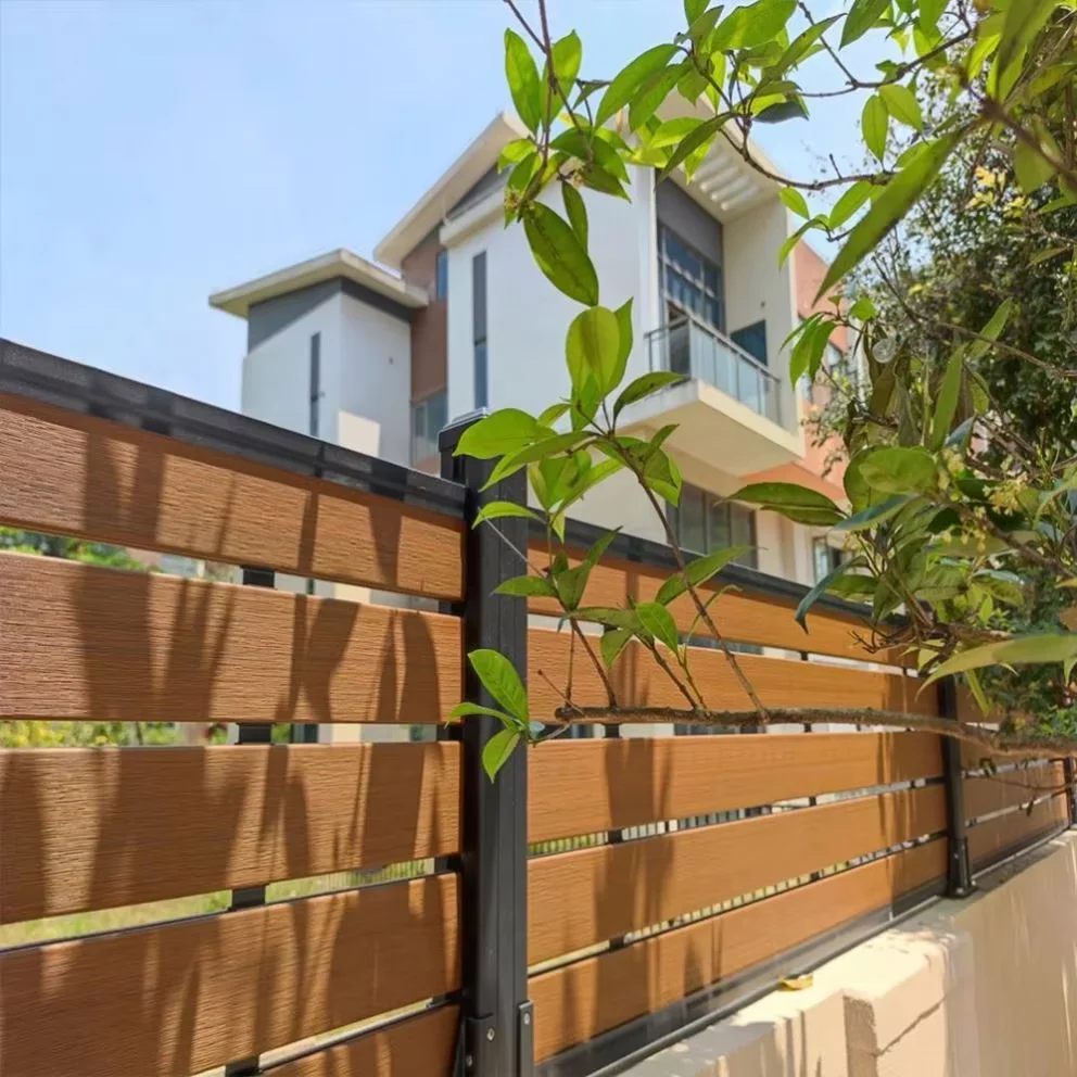Garden wood plastic aluminum frame wooden composite fence slats
