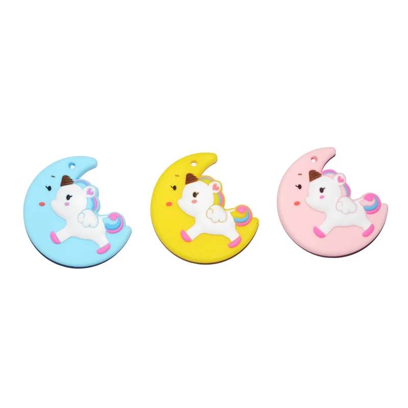 BPA Free Toddler Baby Chew TeethingToys Silicone Moon Unicorn Teether Wholesale DIY Crafts Baby Silicone Unicorn Teether
