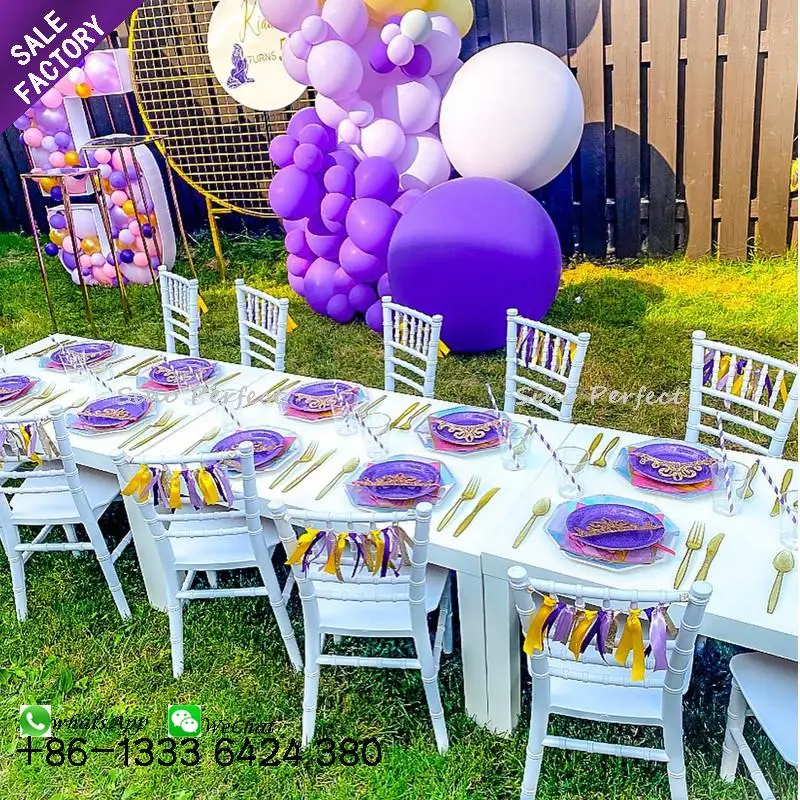 Factory Direct Sale Stackable Party Event Child Dining Furniture White Kid Chivalry Chivari Chair