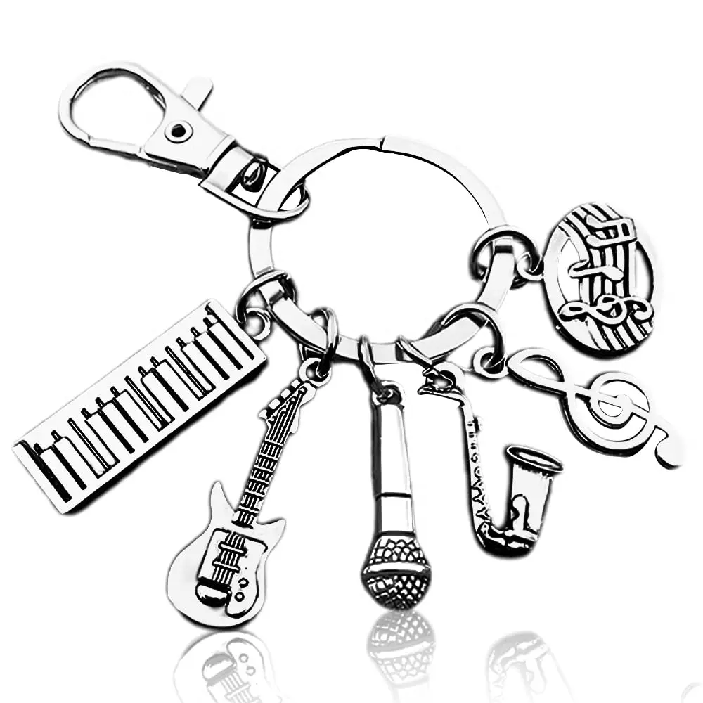 WOWEI Promotion Gift Guitar Keyfob Singer Keyring Note Electronic Organ Keytag Music College Teacher Student Gift Keychain
