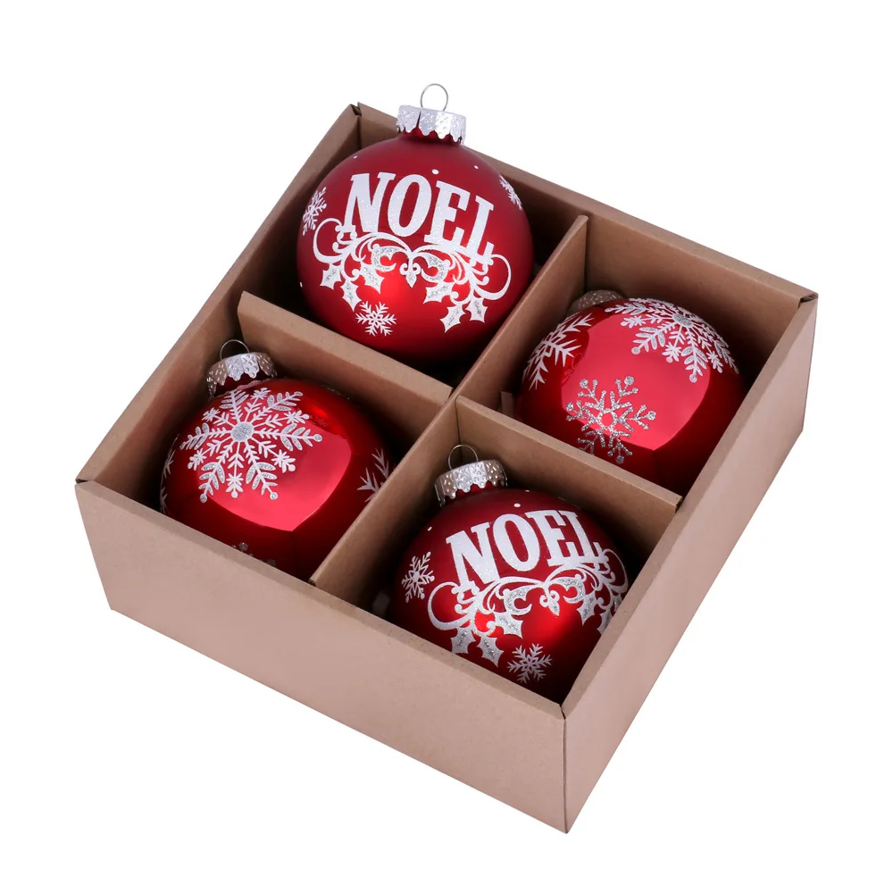 Popular 3cm Hot Sale Large Plastic Shiny Red Color Glass Christmas Ball for Holiday Decoration