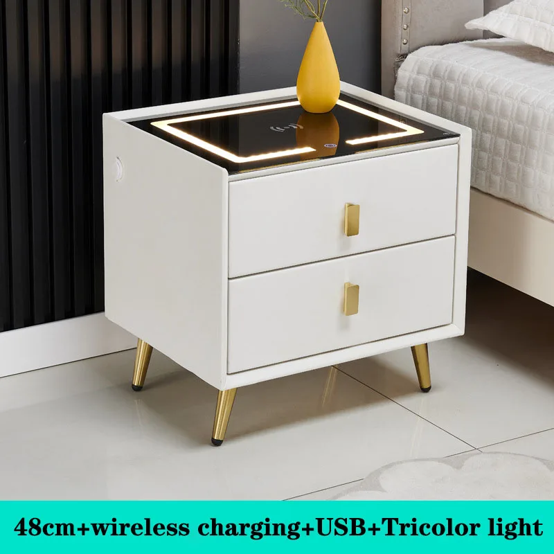 Smart bedside table Fingerprint lock Bluetooth speaker USB wireless charging with light bedroom nightstand
