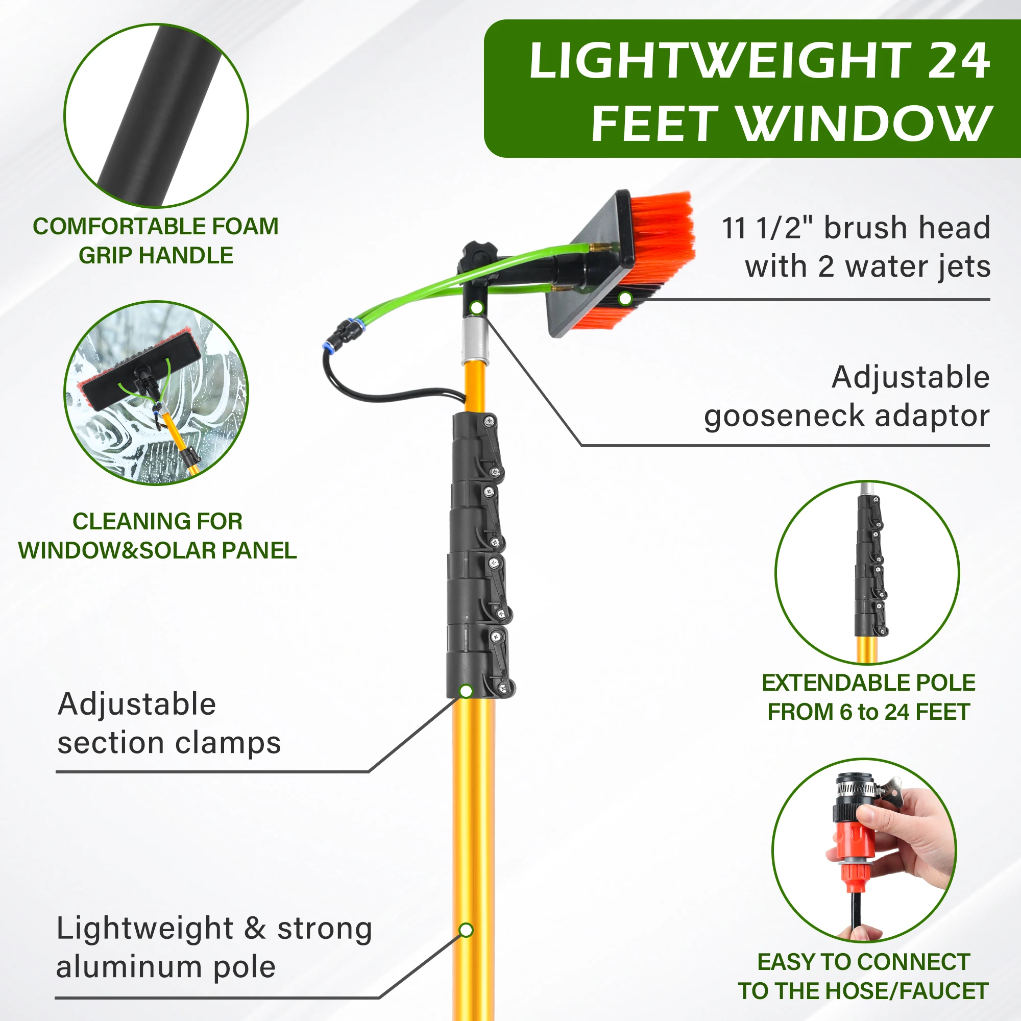 Factory Price Window Glass House Door Cleaning System Telescopic Aluminum Water Fed Pole Kit